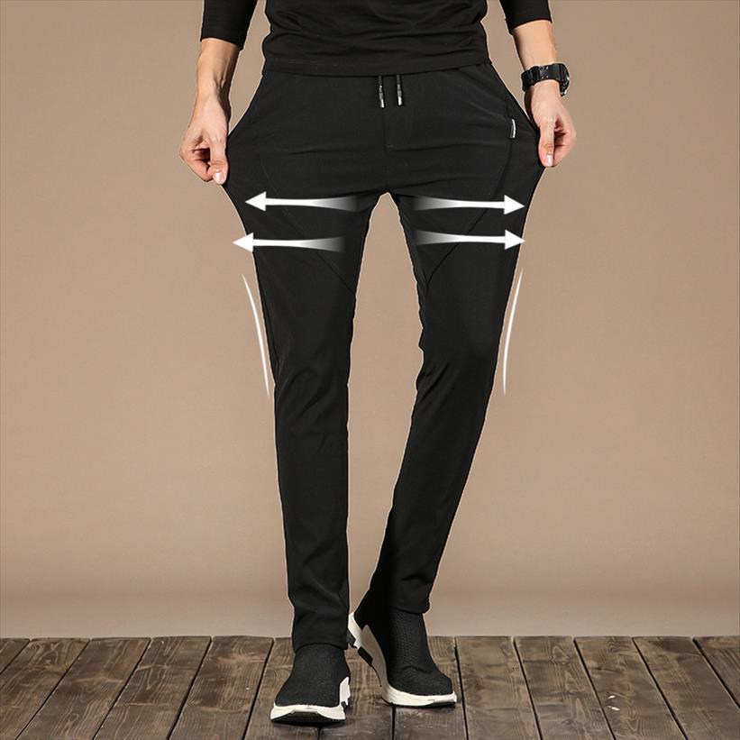 

brand spring summer thin casual women pant elastic waist straight trousers slim fit male lightweight, Black