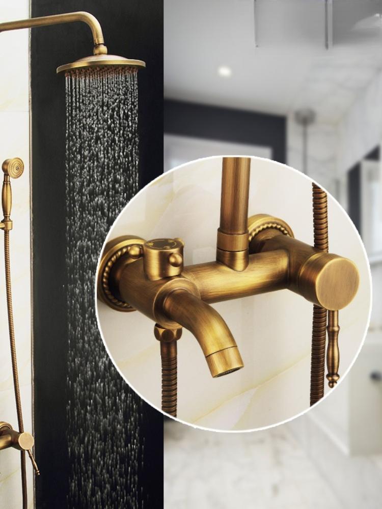 

Bathroom Shower Sets Bronze Retro Copper Head Set Antique Pure European