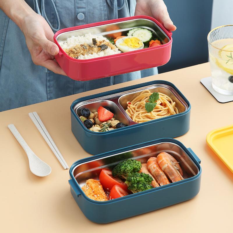 

Dinnerware Sets All-in-One Stackable Bento Lunch Box Plastic Container Wheat Straw Material Storage With Lid Microwave