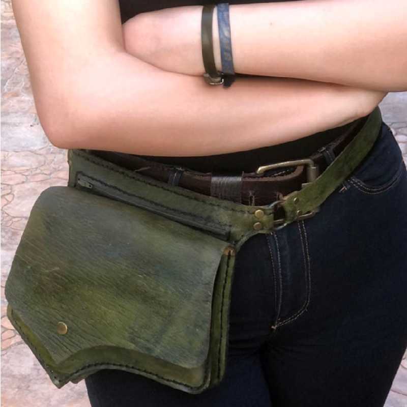 

Waist Bags Vintage Shoulder Bag Leather PU Belt Pockets