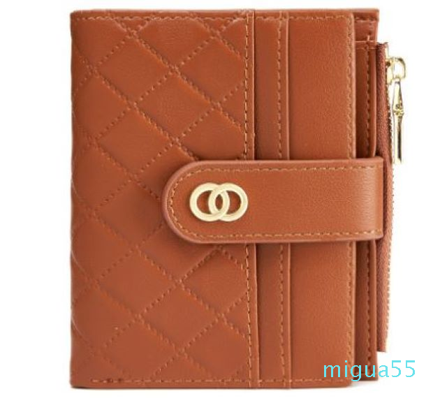 

ladies folding wallet simple belt buckle small fresh short card bag coin purse, Red