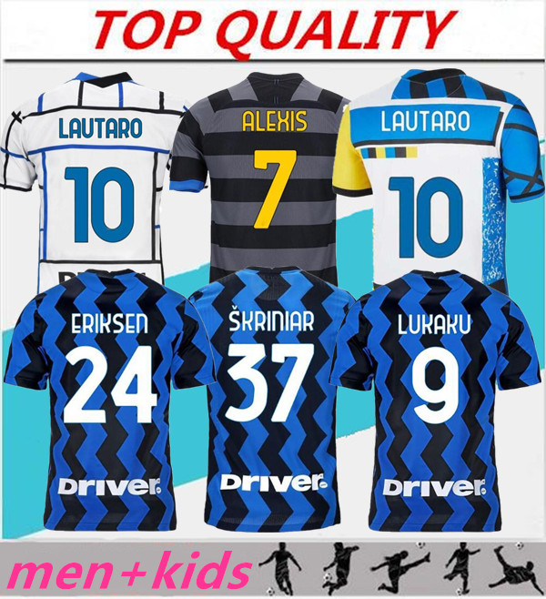 

2021 soccer jersey LUKAKU MILAN VIDAL BARELLA LAUTARO ERIKSEN ALEXIS HAKIMI 20 21 football shirt uniforms men + kids kit 4th fourth, 20/21 men home