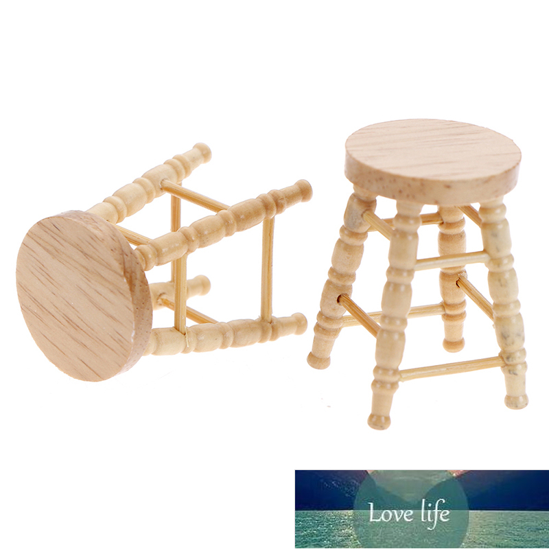 

1/12 Dollhouse Miniature Accessories Mini Wooden Stool Simulation Chair Furniture Model Toys For Doll House Gardan Decoration