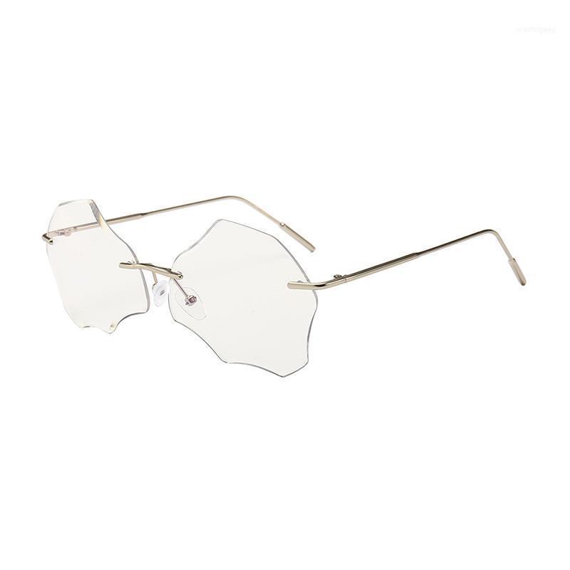 

Sunglasses Fashion Retro High Quality Women Rimless Design Irregular Plastic Material Lenses 1613 UV400 Protection Eyewear1