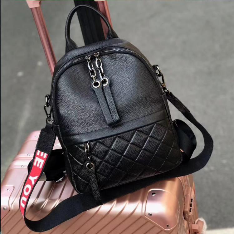 

Backpack Leather Small Fragrance Wind Diamond Shoulder Bag Girl 2021 Head Layer Cowhide Women's Casual Tide
