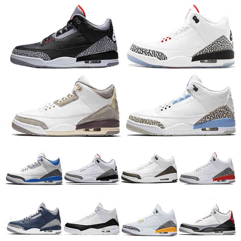 

2021 Authentic 3 A Ma Maniere Shoes Racer Blue 3s Black Cement White Midnight Navy UNC aser Orange Tinker Fragment Men Outdoor Sports, A ma maniére