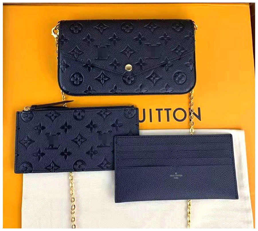 

Top 3pcs set Women Classic Luxury designer handbag Pochette Felicie Bag Genuine Leather Handbags Shoulder handbag Clutch Tote Messenger Shopping Purse with box, Customize