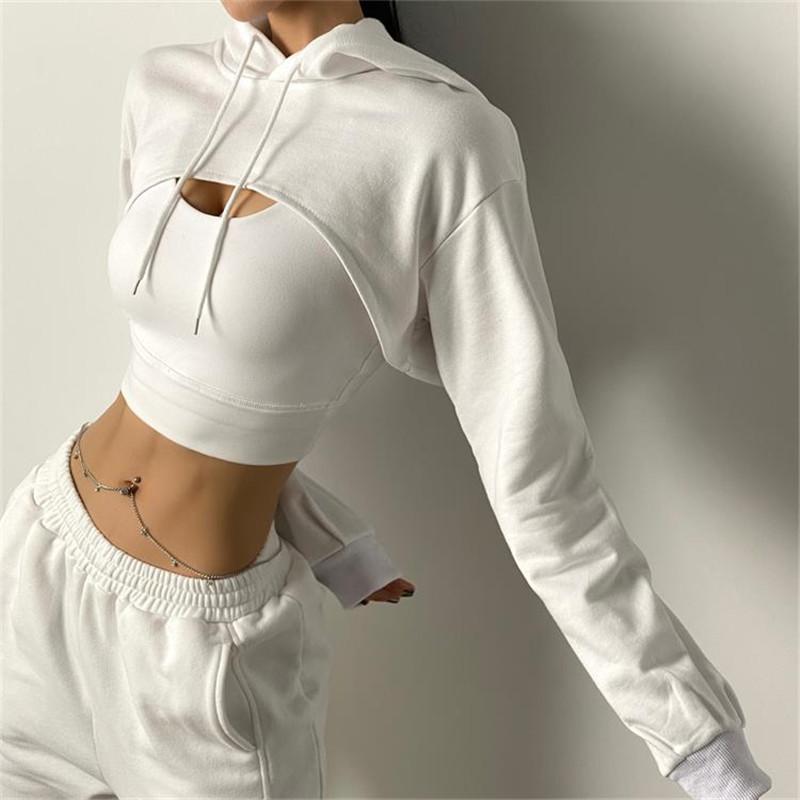 

Yoga Outfit Women Fitness Crop Top Cotton Sports Shirts Long Sleeves Hoodie Sweatshirt Gym Workout T-shirts, Black