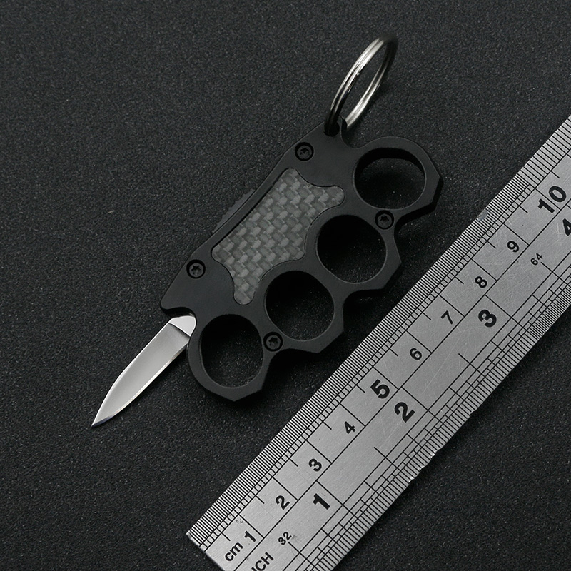 

Mini Outdoor EDC Knife Boxing Shape Letter Opener Aluminum + Carbon Fiber Handle Portable Lightweight Key Ring Decoration