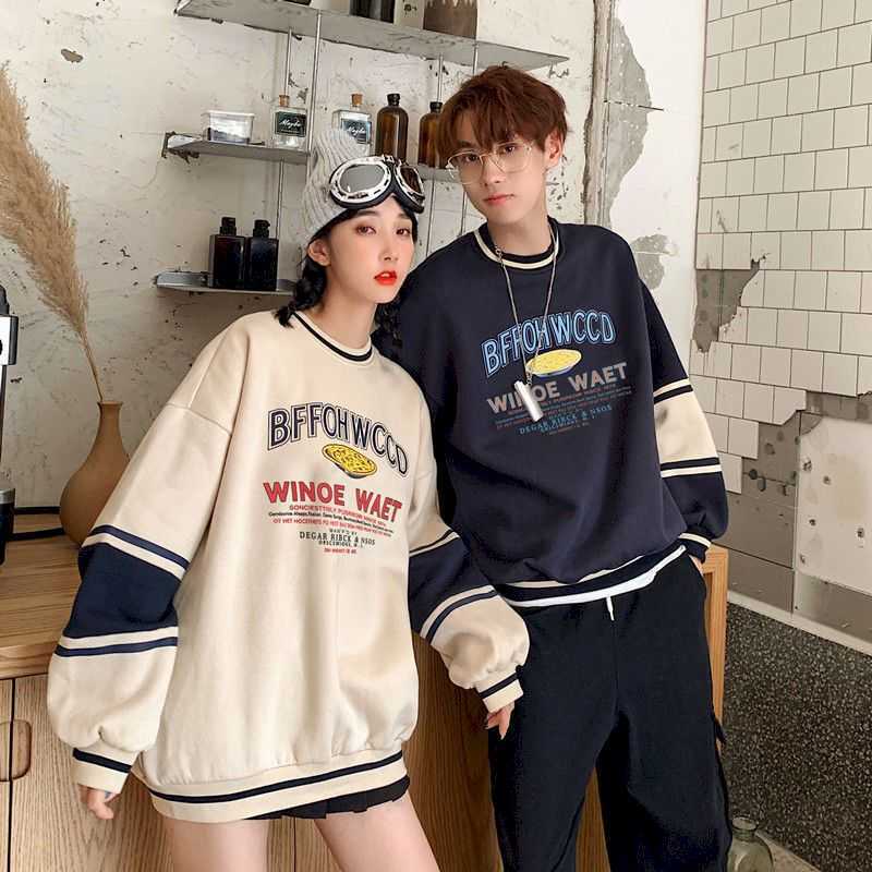 

Men women's hip-hop sweatshirt spring autumn preppy style Korean loose lovers hoodies trend high street Harajuku punk shirt 210526, Beige thick