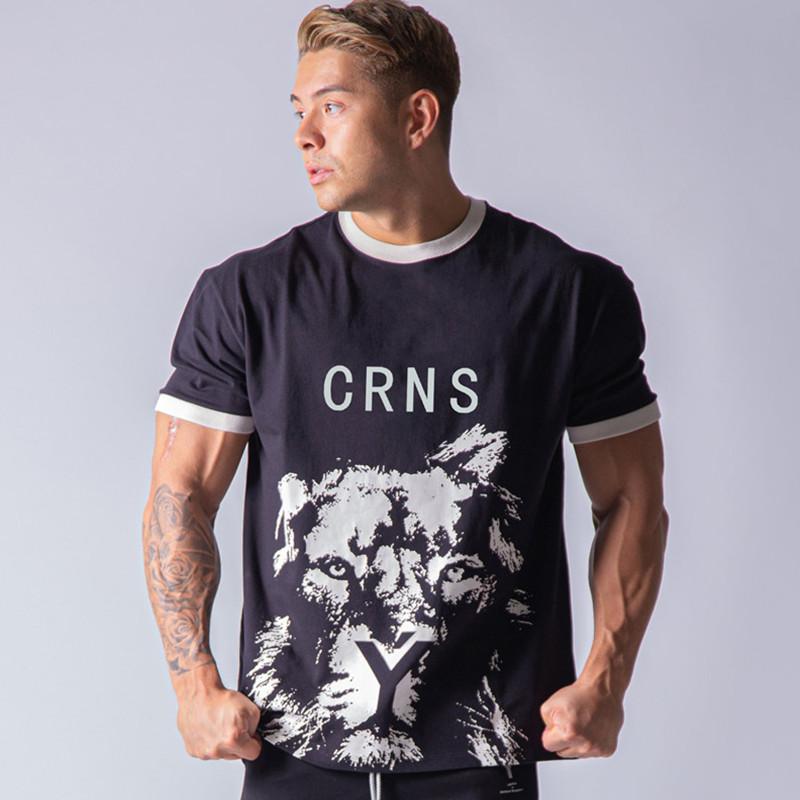 

Men's T-Shirts Gym T Shirt Sport Men Fitness Running Jogging Training Black Casual Cotton Print Workout Short Sleeve Summer Tops, White;black