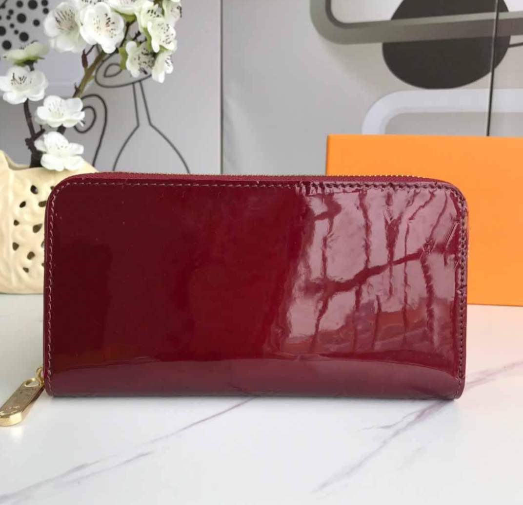 

5 Wallet designer luxury handbags clutch bag card holder pu leather high quality with box letter flower print women girl fashion purse, Red;black