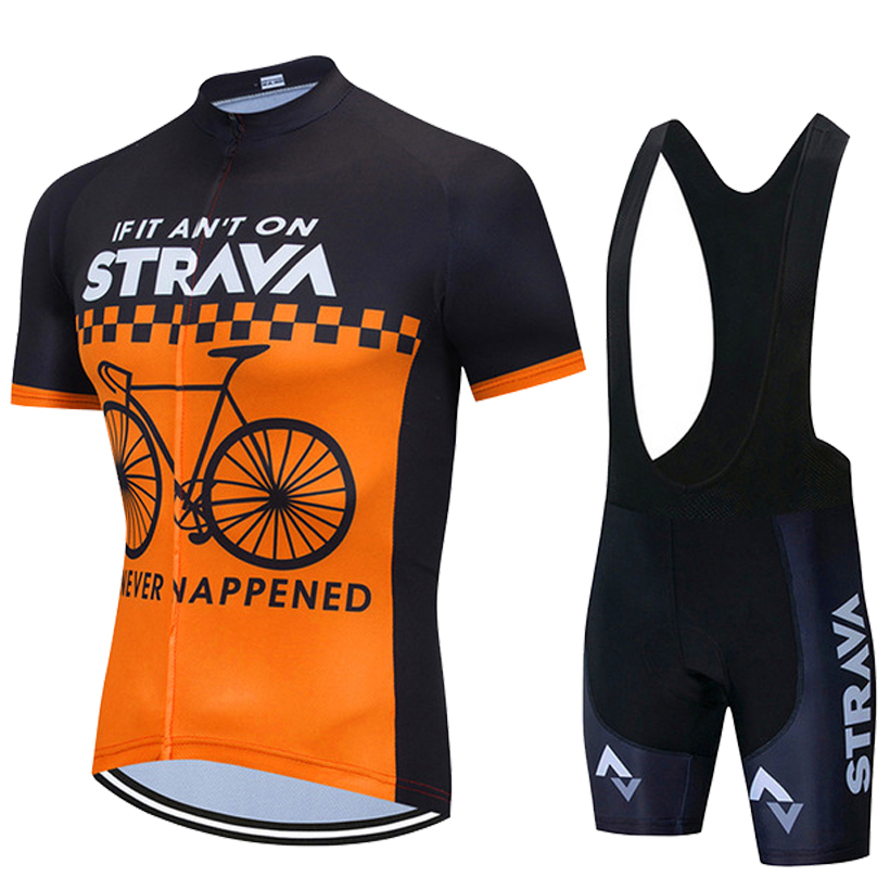 Tour De France 2021 Pro Team STRAVA Cycling Jersey Men's Summer Breathable Short Sleeve Bicycle CLothing MTB Bike Jersey Bib Shorts KIt-image-670325789