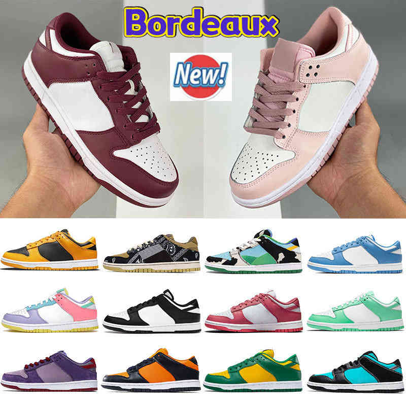

Top Quality 2022 Newest Bordeaux Coast UNC Mens Running Shoes Archeo Pink Velvet Cactus Black White Kentucky Easter Low Men Women Sneakers Trainers Size 36-46, 17 black white gum