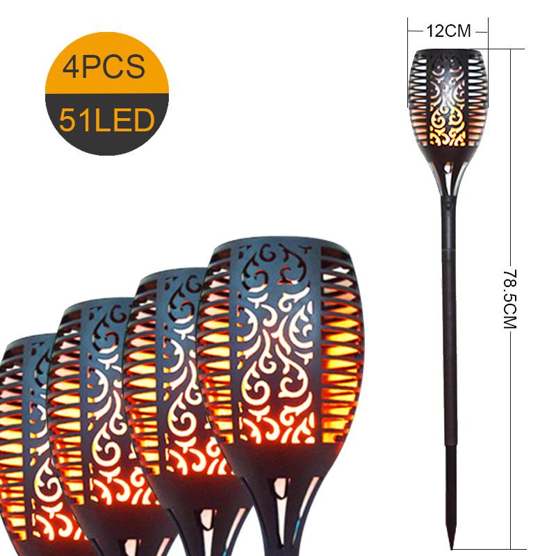 

4pc 51LED Solar Flame Garden Lamp Outdoor Torch Lights Waterproof Light Flicker For Decoration Automatic IP65 Fire Lawn Lamps