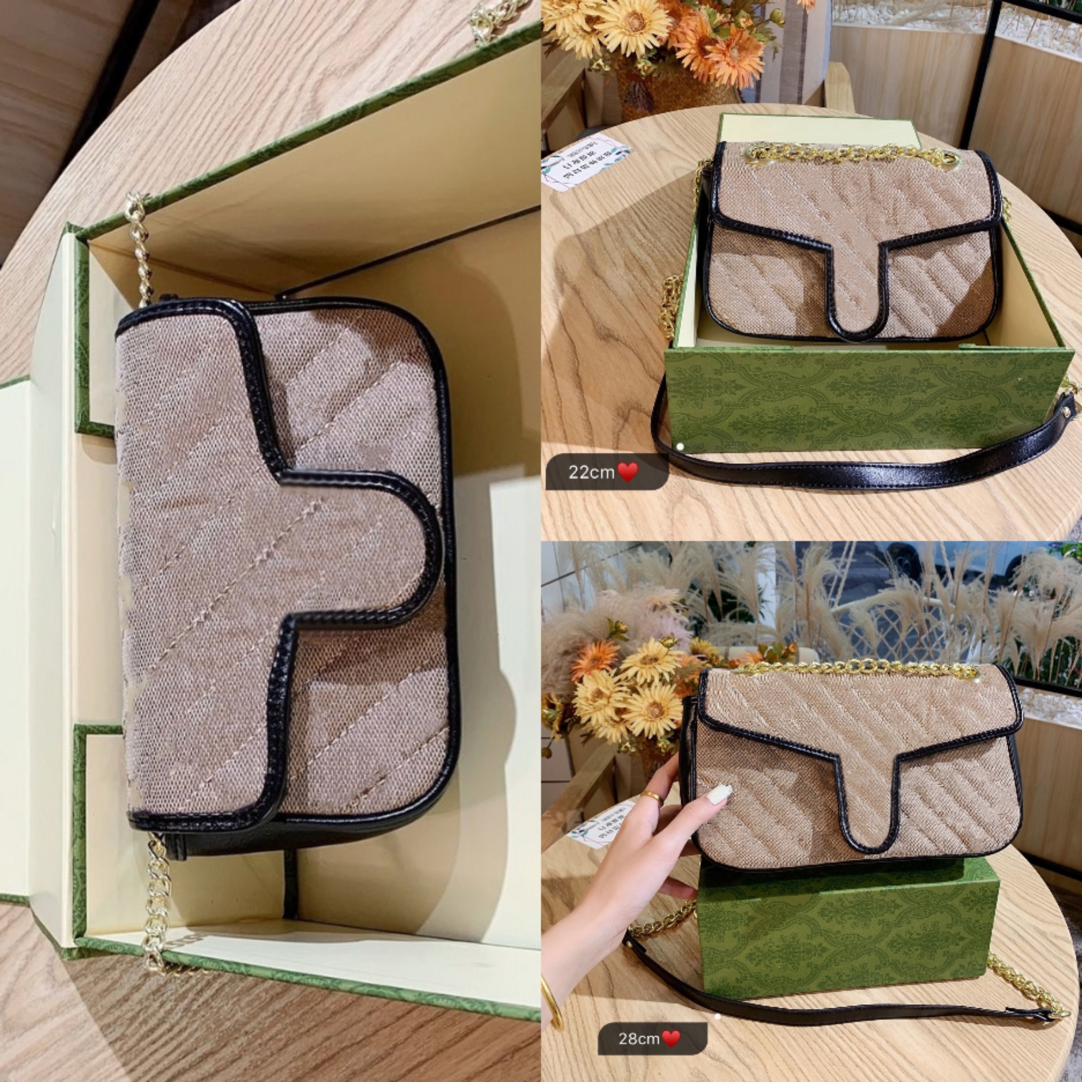 

Designer messenger bag Ladies chain handbag Luxury lady clutch bags with gift box packaging Letter pattern High quality underarm purse Backpack 3 SIZE, Customize