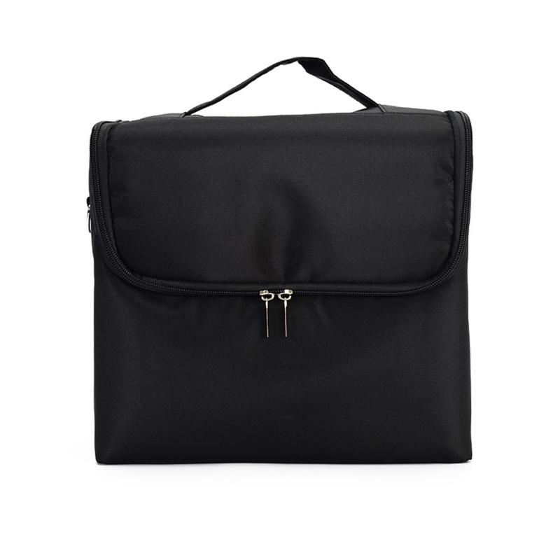 

Cosmetic Bags & Cases Wear Resistant Zippered Portable Travel Large Capacity Cosmetics Storage Bag Shoulder Strap Solid Mascaras Jewellery L, Black