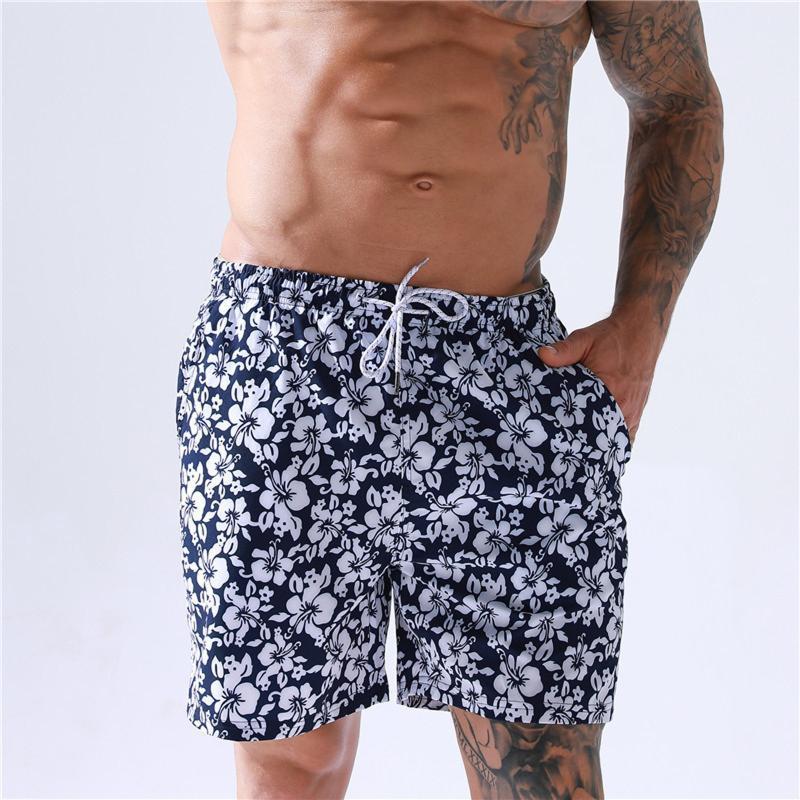 

Men' Shorts 2021 Summer Beach Printing Casual Quick Dry Board Bermuda Mens Short Pants Fliral Print Trunks, As pic