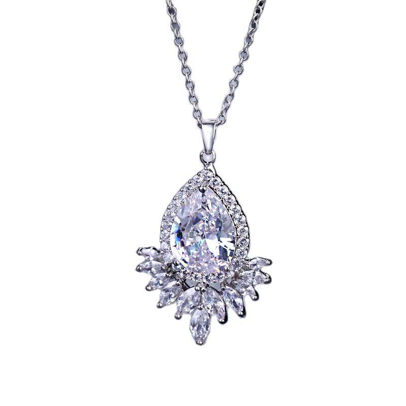 

Pendant Necklaces Trendy Big Water Drop Necklace Rhinestone Chain For Women Bling Tennis Crystal Choker Party Jewelry