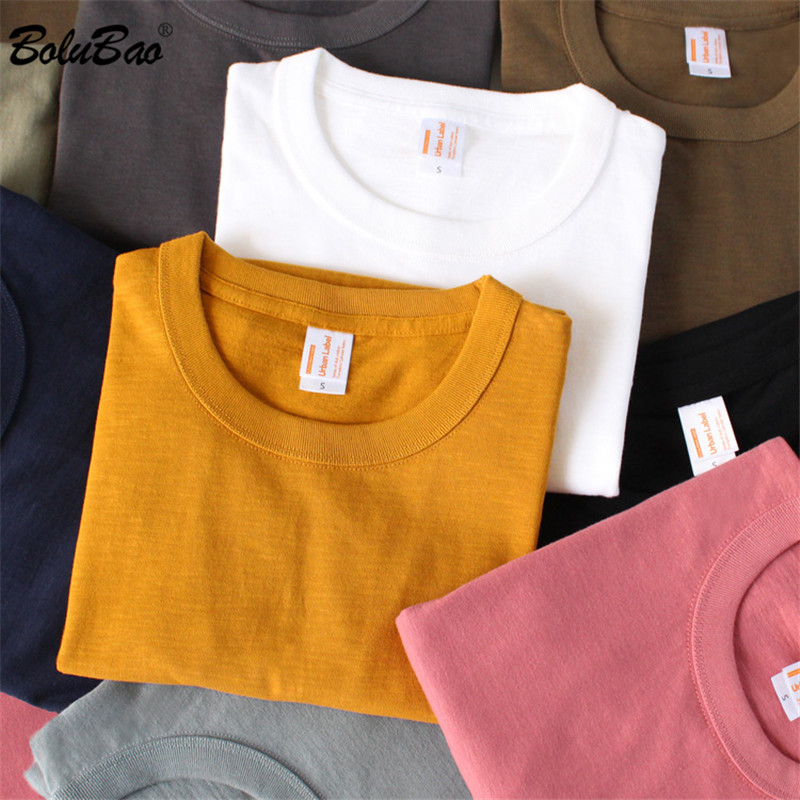 

BOLUBAO Cotton T-Shirt Men Quality Brand Men Comfortable Wild Casual Tee Shirts Short Sleeve T Shirt Male Tops 210518, Baise