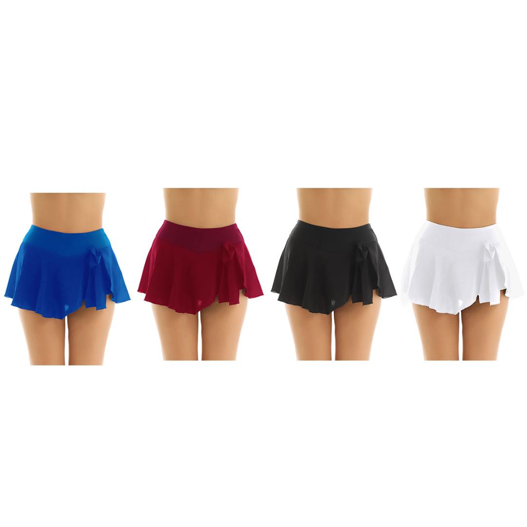 

Women Figure Skating Skirt Gymnastics Ice Skating Skirt High Waist Stretchy Active Chiffon Short with Built-in Briefs DFF3146, Black;red