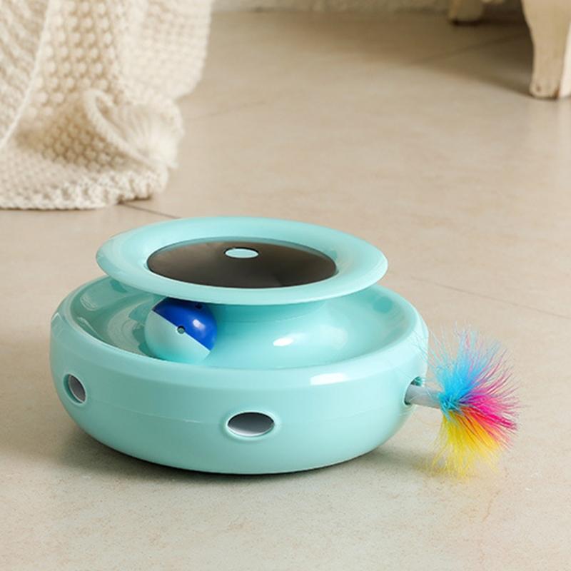 

Creative Electric Pet Funny Cats Training Feather Turntable Toy Teasing Kitten Stick Interactive Puzzle Spinning Game Toys Cat
