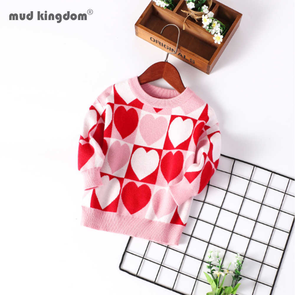 

Mudkingdom Girls Sweater Long Sleeve Pullover Cute Heart Pattern Winter Clothes Autumn Fashion Knit 210615, Red