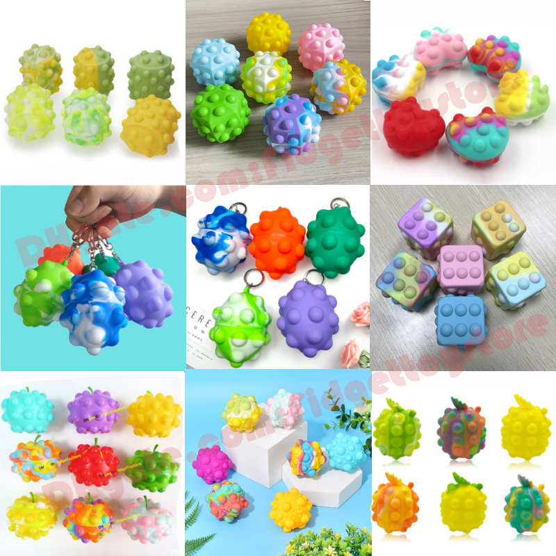 

Fidget Bubble Ball Toys Vent Balls 3D Simple Dimple Decompression Push Bubbles Keychain Squeeze Squishy Sensory Toy for Autism Special Needs Stress Reliever Gifts