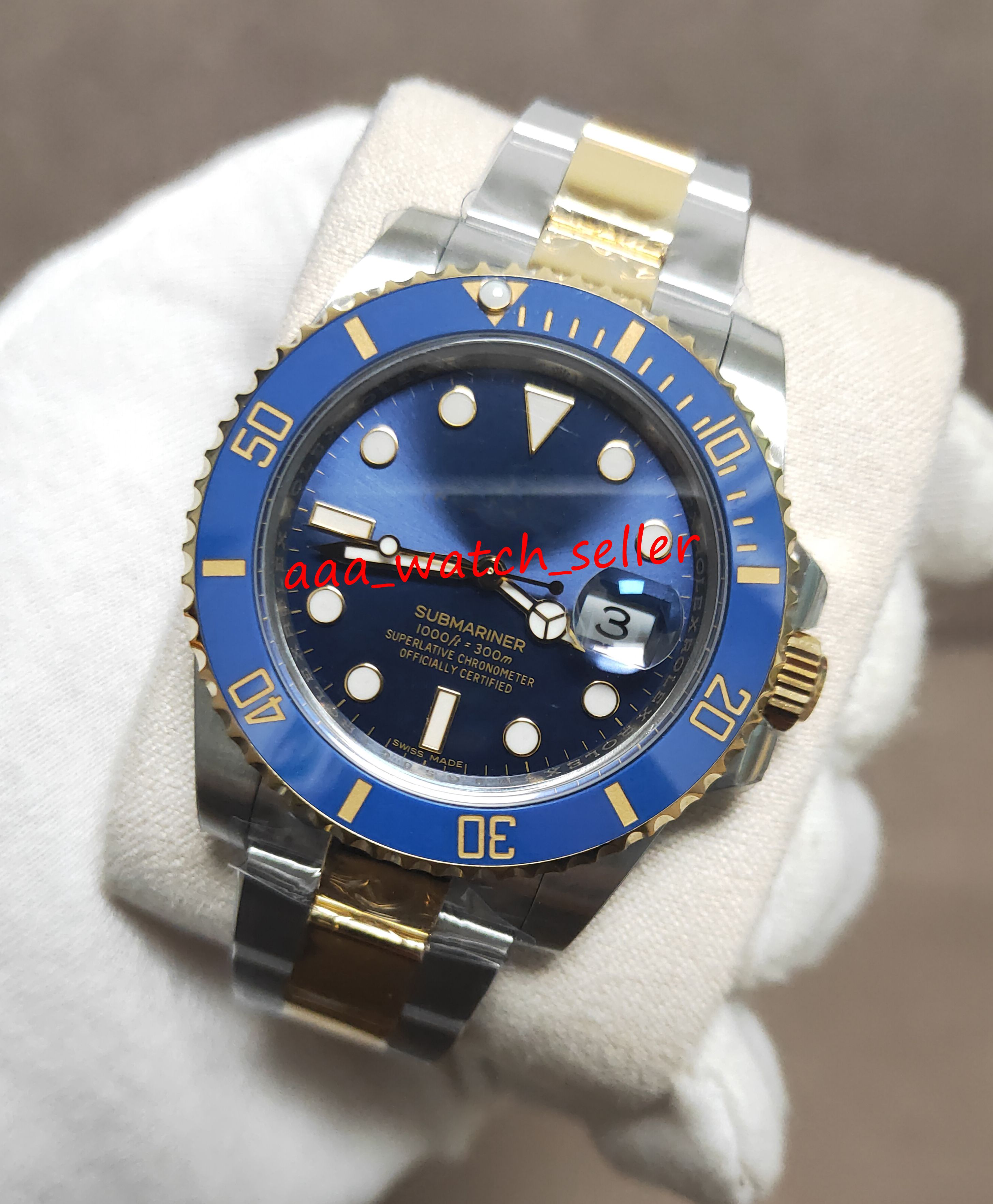 

BP factory mens luxury watches 40mm two tone sliver&gold blue ceramic bezel DG 2813 automatic movement 116613 116613LB luminous sapphire sport wristwatches