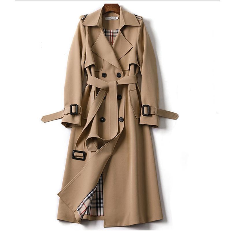 

Women' Trench Coats Long Coat Women Autumn Winter Double Breasted With Belt Cloak Mujer Windbreaker Female Business Outerwear, Cnl0272-brown
