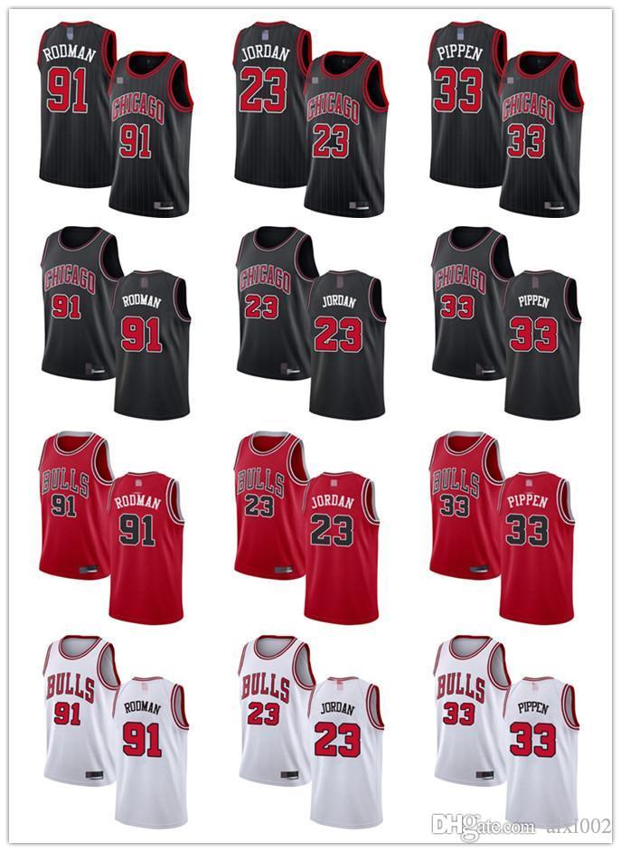 

MensÂ WomensÂ Youth Chicago Bulls 91 Dennis Rodman 23 Michael 33 Scottie Pippen Black Red White custom BasketballÂ Jerseys