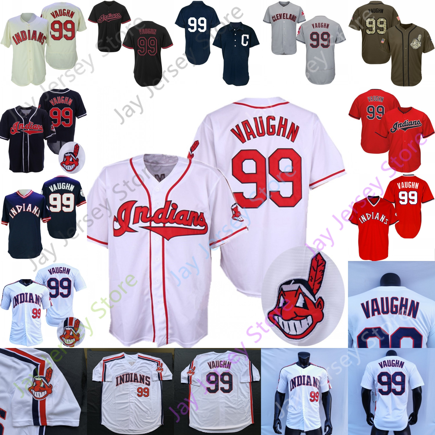 

Ricky Vaughn Jersey Vintage White Turn Back 1995 Navy Pullover Player Red Grey Black Fashion Cream Size S-3XL, Blue;black