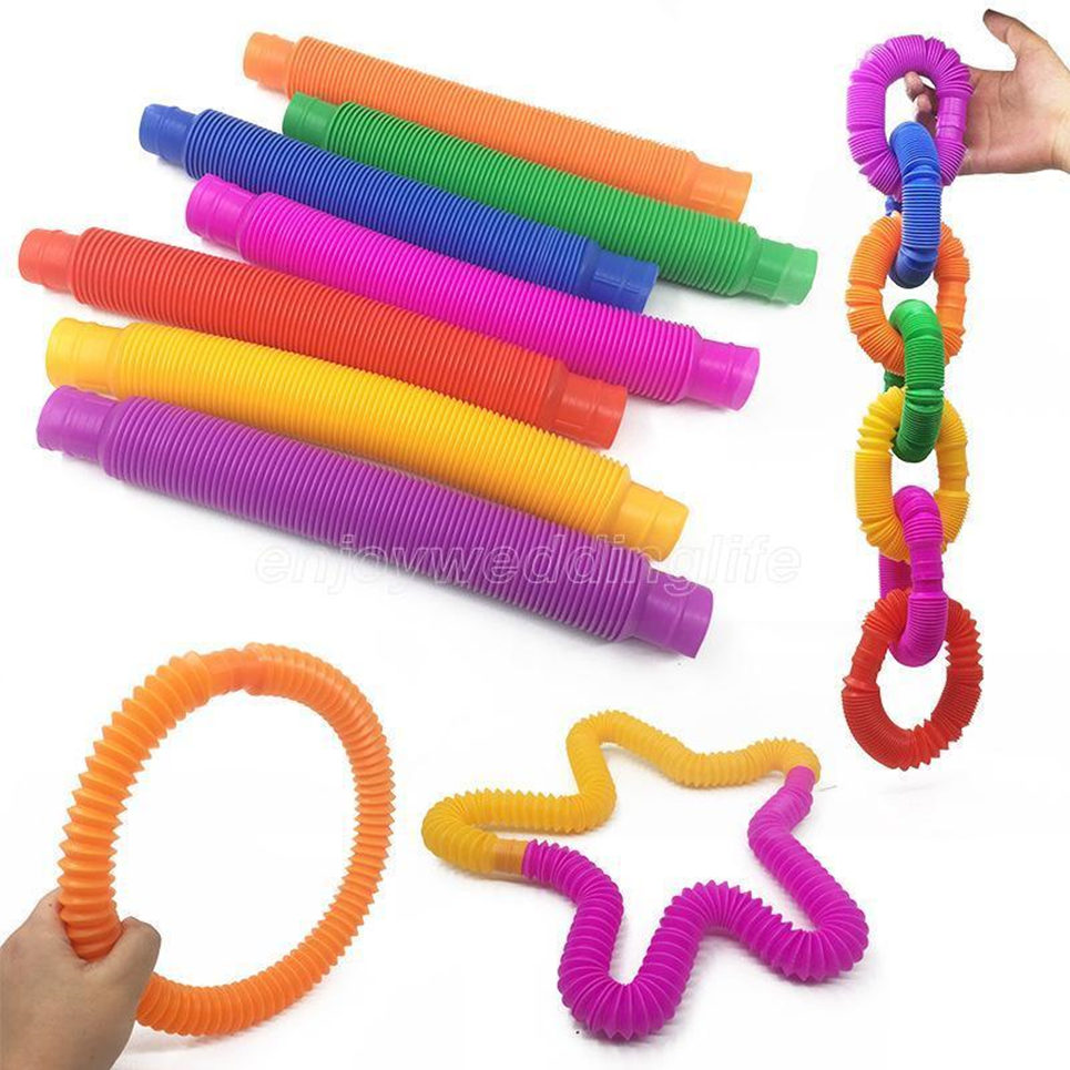

DHL Ship Children Vent Decompression Toys Telescopic Bellows Sensory Toys Color Stretch Tube Funny Telescopic Tube Toy FY2487