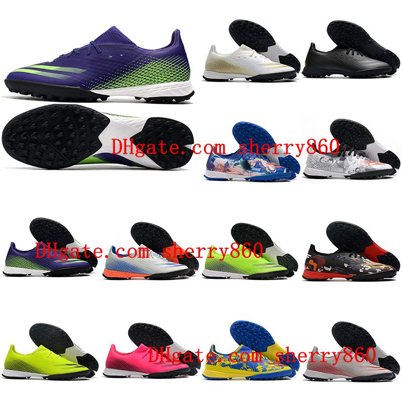 

2021 X GHOSTED.3 TF Soccer Shoes Turf mens Cleats Football Boots scarpe da calcio blue green pink, As picture 11