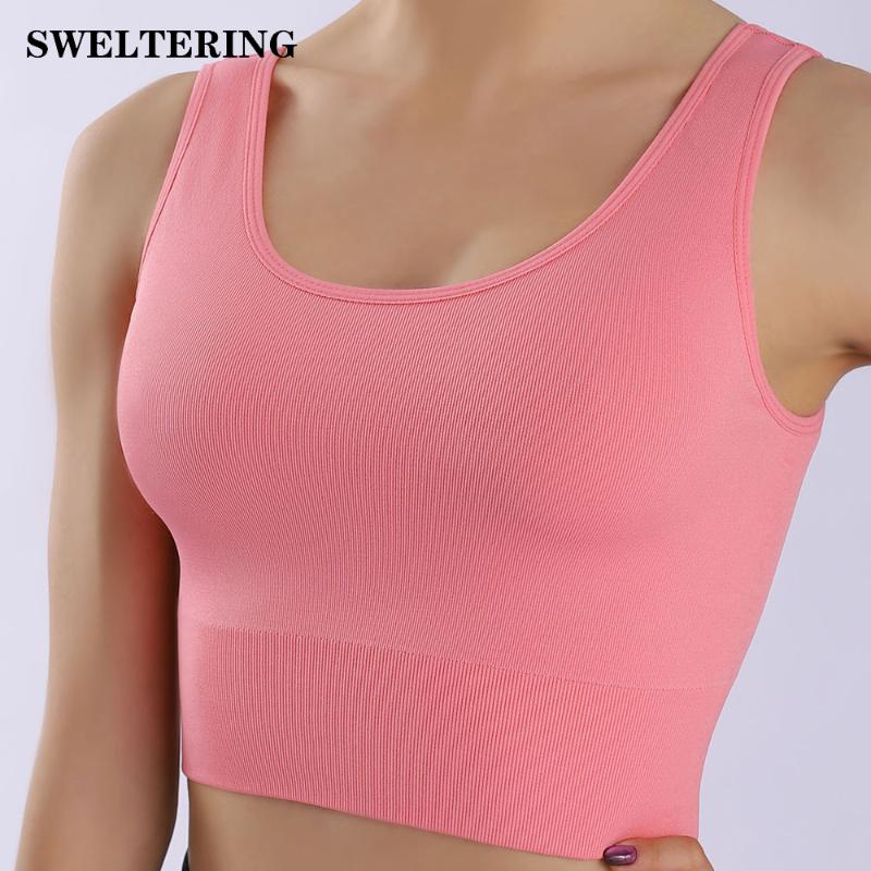 

Sports Bra Women Yoga Crop Top Push Up Gym Underwear High Support Impact Training Solid Workout Brassiere Running Vest Outfit