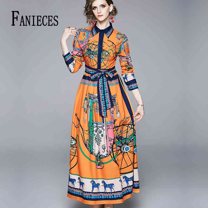 

Robe Femme Fashion Runway Maxi Dress Women Long Sleeve Elegant Flower Print Vintage Dresses Vestidos De Verano Ropa mujer 210520, V30-5442