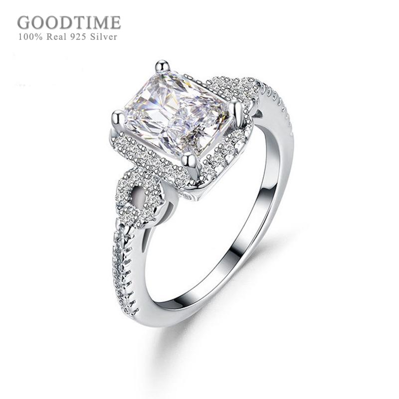 

Cluster Rings Fashion Ring 925 Sterling Silver Women Luxury Square Zirconia Rhinestone Jewelry Wedding For Girl Party Decoration, Golden;silver