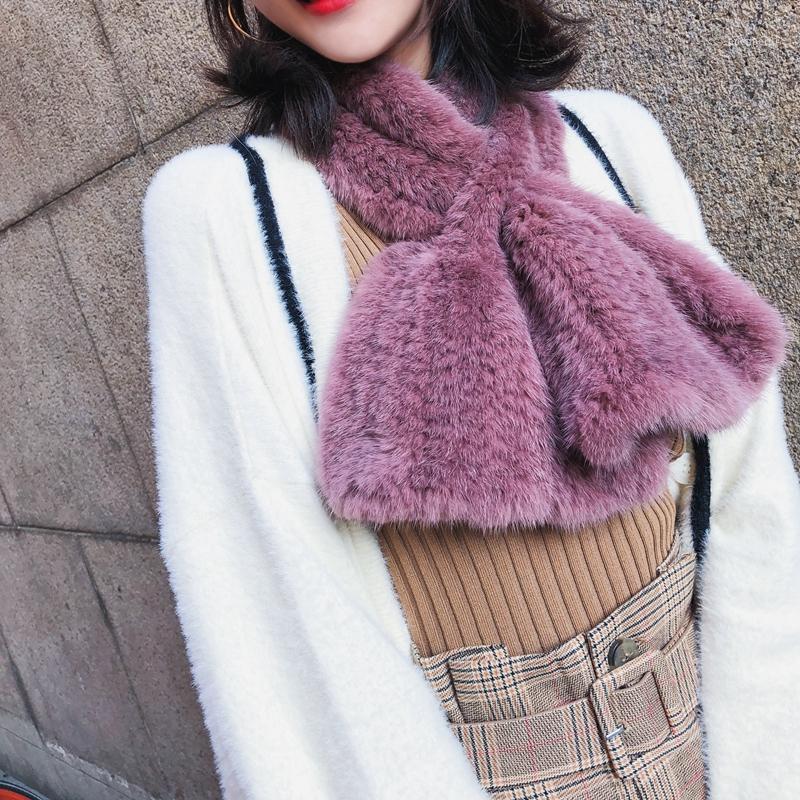 

Scarves Fur Collar Real Scarf Women's Mink Shawl Winter Style Warm Fashion