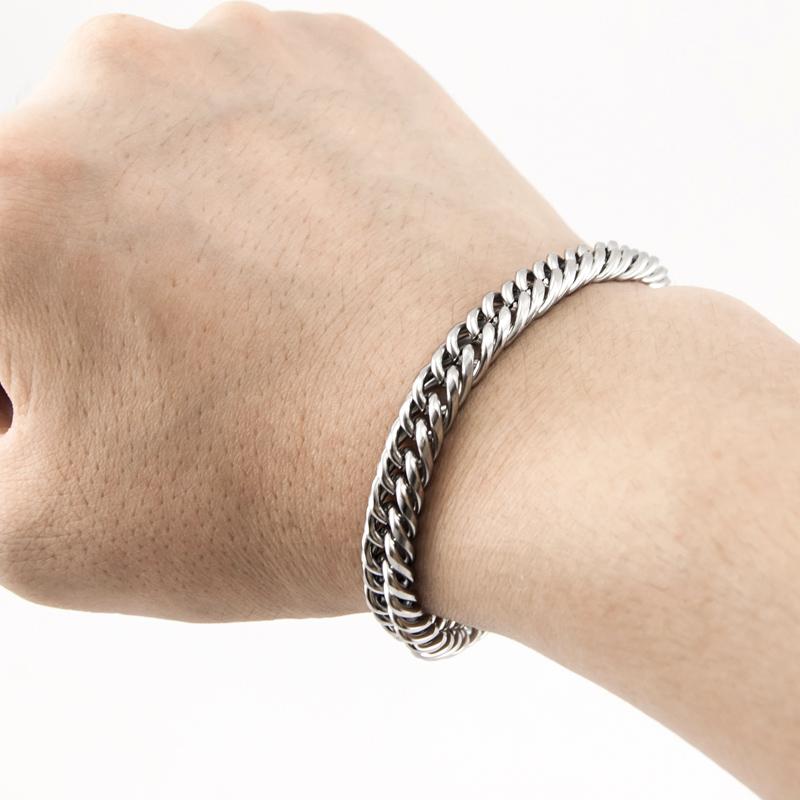 

Link, Chain Pulseira Masculina Men's Double Loop Rounded Corner Bracelet 7mm Stainless Steel Daily Wristband Bangle High Quality