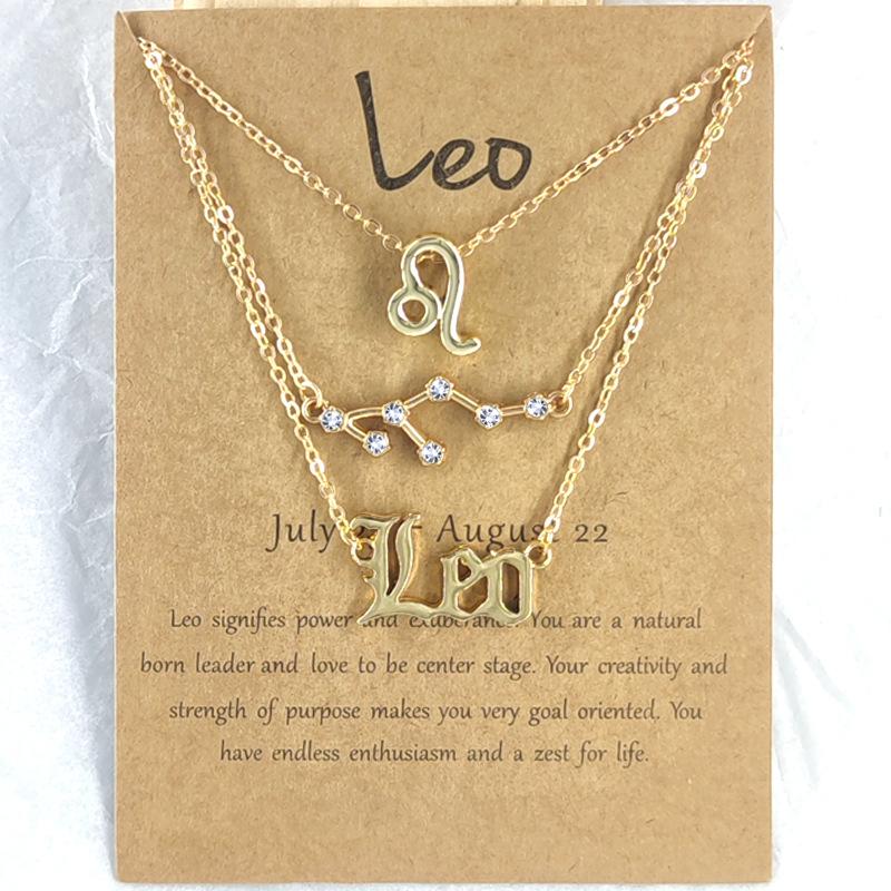 

12 zodiac Necklaces 3 Styles with Gift card constellation sign Pendant Silver chains Necklace For Men Women Fashion Jewelry in Bulk