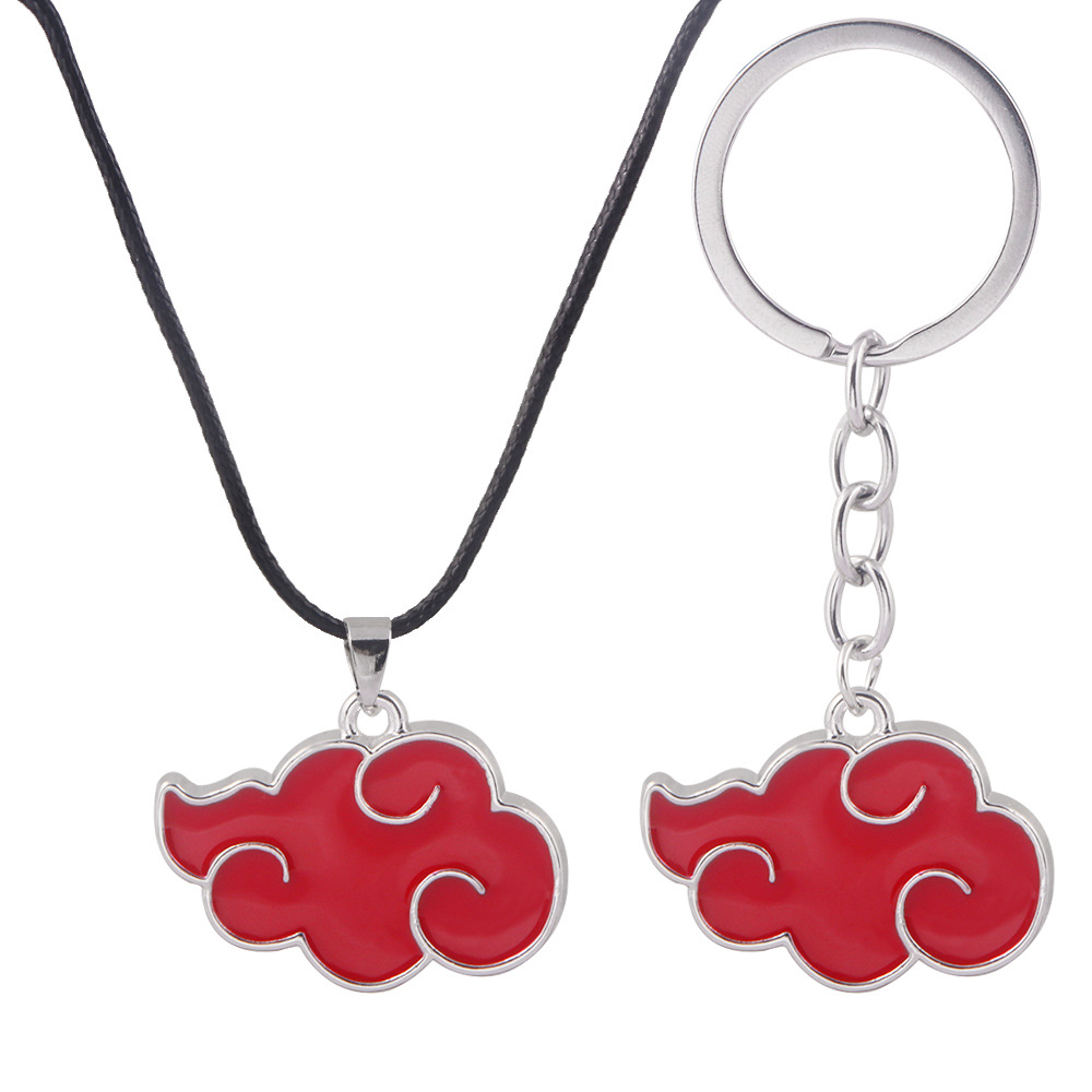 

Anime Akatsuki Organization Red Cloud Logo Symbol Alloy Keychain Keyring Key Chains Pendant Necklace Chain Jewelry Accessories