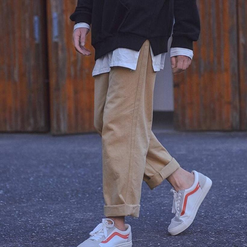 

cargo spring sports fashion capri women pants straight loose casual japan style high street ankle length, Black