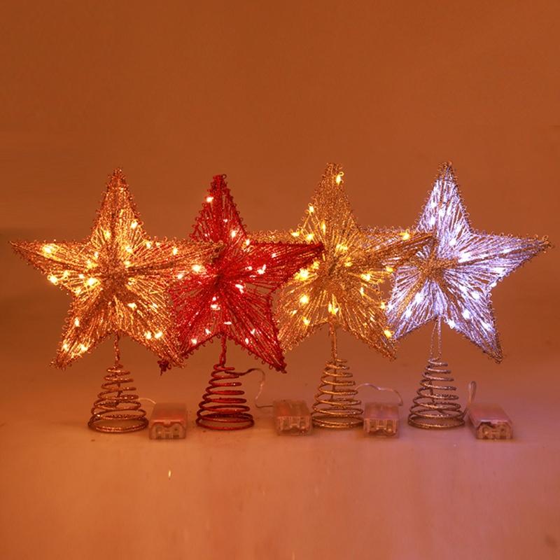 

Christmas Decorations 95 Tree Topper LED Lighted Star Ornament Xmas Treetop Decoration Party Home Decor Supplies 2022 Year Gift