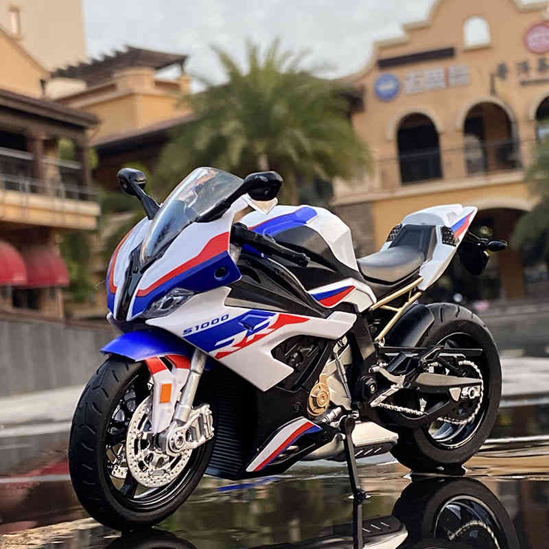 Motorcycle racing, BMW S1000RR 1:12, motorcycle model simulation, alloy sound and light, toy car collection, children's gifts, 2021-image-740198251