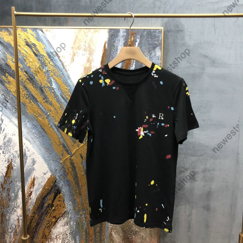 

2021 new summer Europe Designer Painting Print T Shirt mens letter print t shirts fashion tshirt t-shirt cotton Casual tee, White