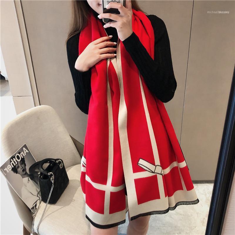 

Cashmere Scarf Women Autumn And Winter Double-sided Versatile Thick Red Shawl Echarpe Femme Hiver Luxe Chusta1