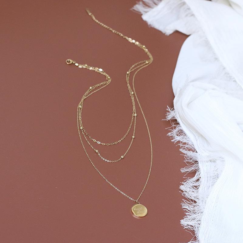 

Chains Multi-layered Wear European And American Three Layers Of Light Gold Necklace Clavicle Chain Female Titanium Steel