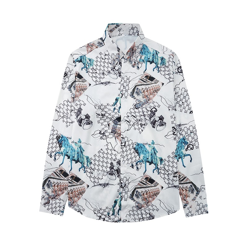 

2021 Fashion Gold Blue Casual Shirts Men Slim Fit Long Sleeve Red Chemise Homme Social 3D Floral PRINT SILK SHIRT Mens Club Prom Dress Shirt M-3XL