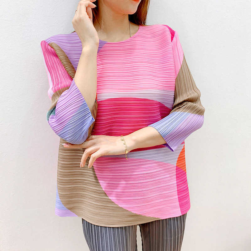 

Winter Bottoming Slim Fashion Geometric Print Loose Plus Size O Neck Women's Pullover T-Shirts 210615, Green