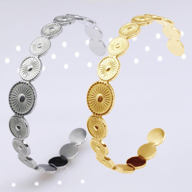 

Bangle Circular Opening C-shaped Adjustable Stainless Steel Lovers Titanium Bracelet